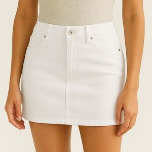 BONGO White Denim Hip Hugger Mini Skirt